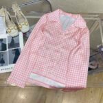 Dior Women Chez Moi Short-Sleeved Shirt Peony Pink Silk Twill with Micro Houndstooth Motif – Image 2
