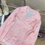 Dior Women Chez Moi Short-Sleeved Shirt Peony Pink Silk Twill with Micro Houndstooth Motif – Image 4