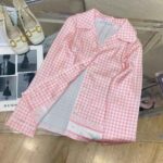 Dior Women Chez Moi Short-Sleeved Shirt Peony Pink Silk Twill with Micro Houndstooth Motif – Image 5