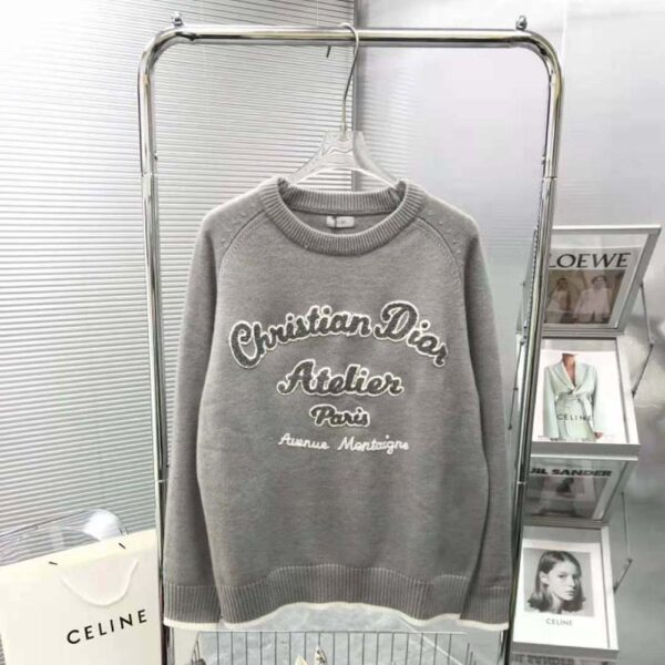 Dior Women Christian Dior Atelier Sweater Gray Wool Jersey (2)