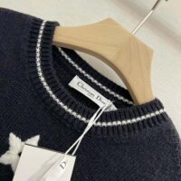Dior Women Christian Dior Short-Sleeved Sweater Navy Blue Cashmere and Wool Knit (1)