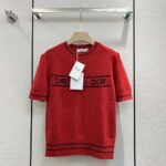 Dior Women Christian Dior Short-Sleeved Sweater Red Cashmere and Wool Knit - Image 2