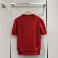 Dior Women Christian Dior Short-Sleeved Sweater Red Cashmere and Wool Knit (1)