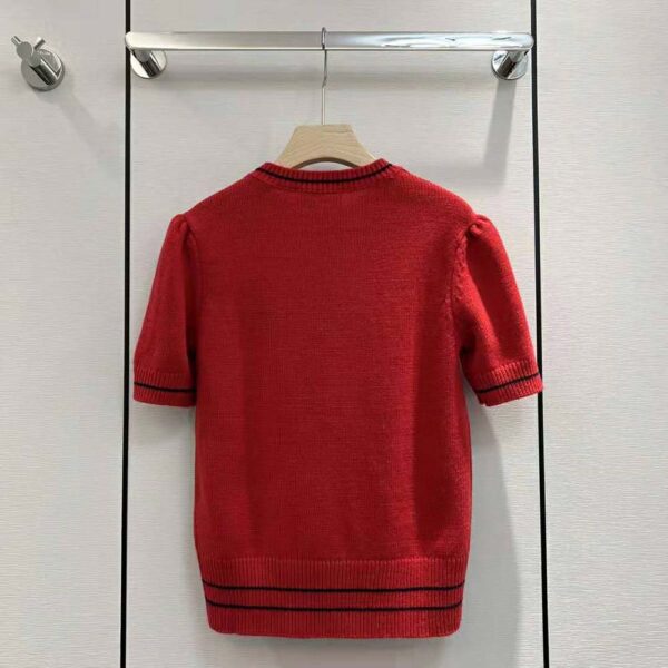 Dior Women Christian Dior Short-Sleeved Sweater Red Cashmere and Wool Knit (3)