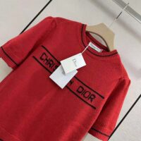 Dior Women Christian Dior Short-Sleeved Sweater Red Cashmere and Wool Knit (1)