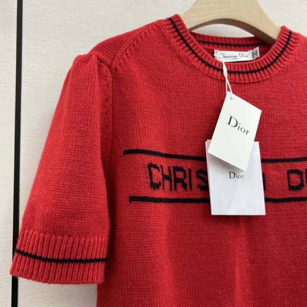 Dior Women Christian Dior Short-Sleeved Sweater Red Cashmere and Wool Knit (5)