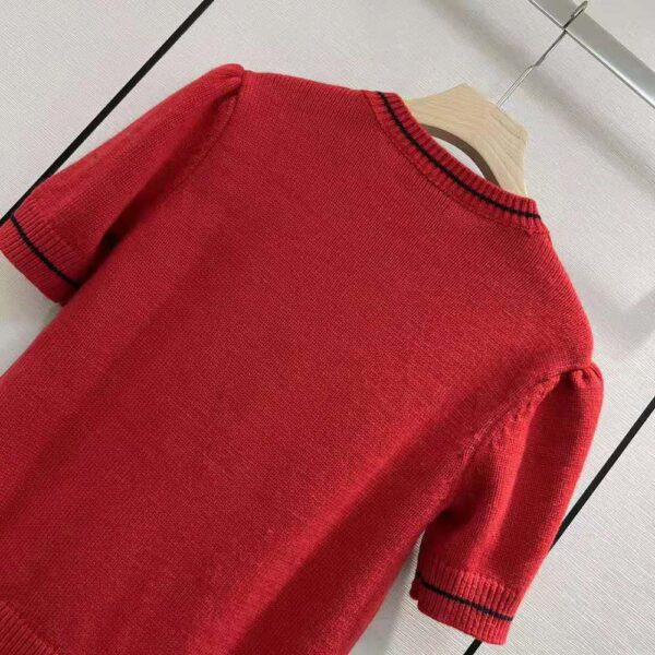 Dior Women Christian Dior Short-Sleeved Sweater Red Cashmere and Wool Knit (6)