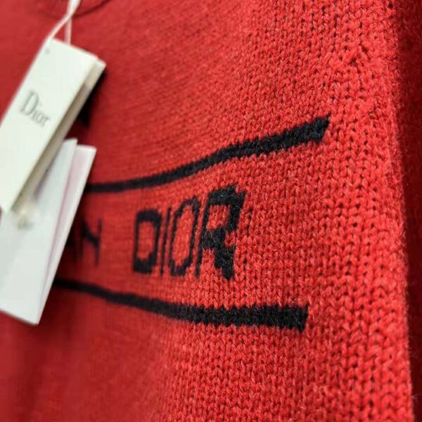 Dior Women Christian Dior Short-Sleeved Sweater Red Cashmere and Wool Knit (8)