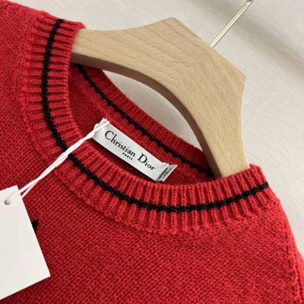 Dior Women Christian Dior Short-Sleeved Sweater Red Cashmere and Wool Knit (9)