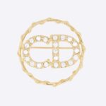 Broche Dior Femme Clair D Lune en métal doré et cristaux blancs