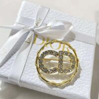 Dior Women Clair D Lune Brooch Gold-Finish Metal and White Crystals (1)