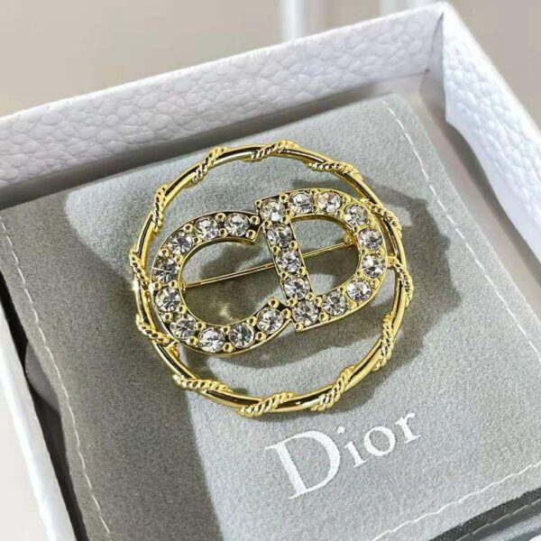 Dior Women Clair D Lune Brooch Gold-Finish Metal and White Crystals (4)