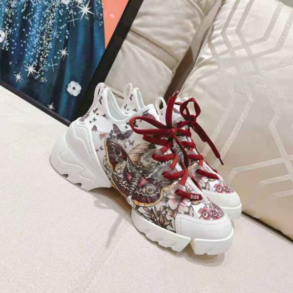 Dior Women D-Connect Sneaker White Technical Fabric and Multicolor Butterfly Motif (2)