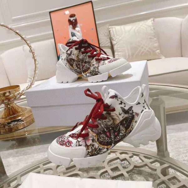 Dior Women D-Connect Sneaker White Technical Fabric and Multicolor Butterfly Motif (3)