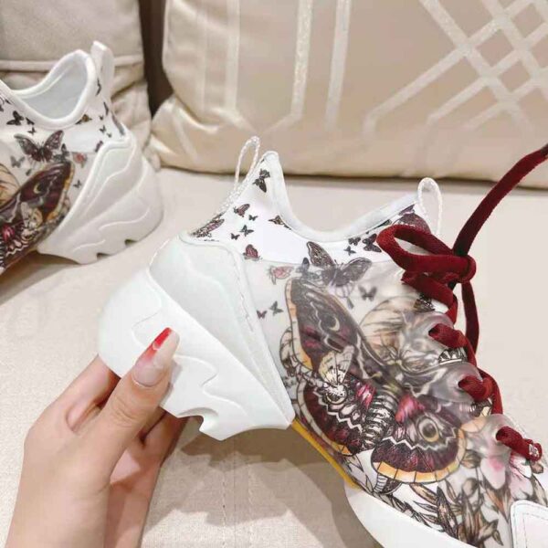 Dior Women D-Connect Sneaker White Technical Fabric and Multicolor Butterfly Motif (5)