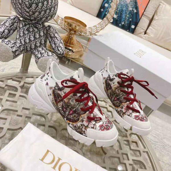 Dior Women D-Connect Sneaker White Technical Fabric and Multicolor Butterfly Motif (6)