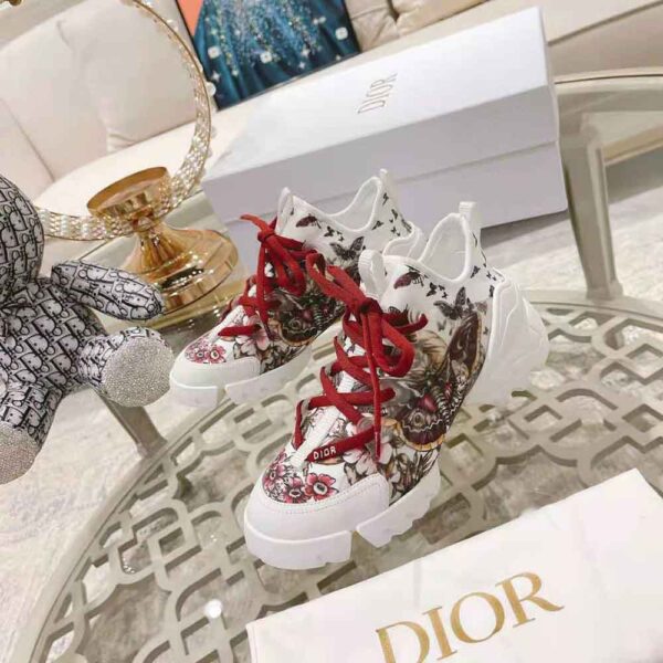 Dior Women D-Connect Sneaker White Technical Fabric and Multicolor Butterfly Motif (7)