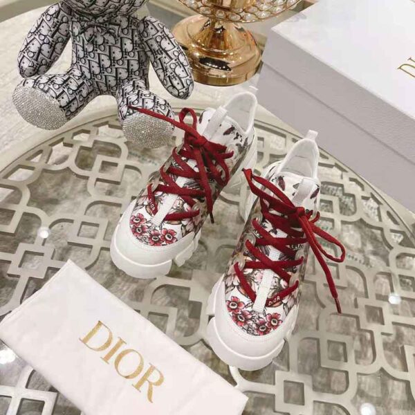 Dior Women D-Connect Sneaker White Technical Fabric and Multicolor Butterfly Motif (8)