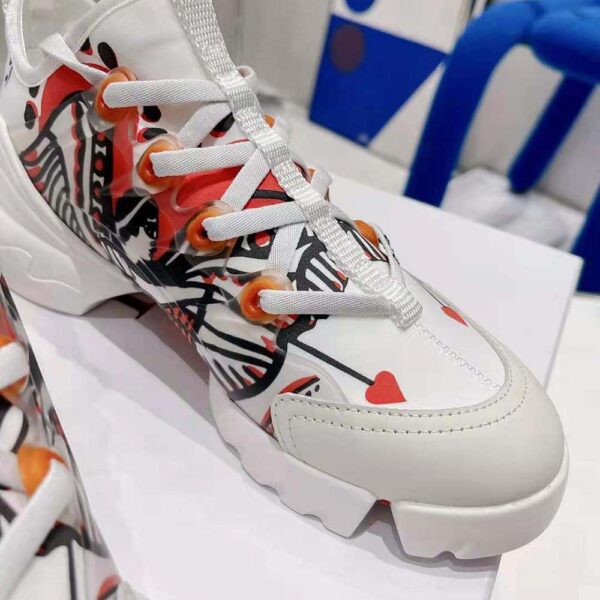 Dior Women D-Connect Sneaker White Technical Fabric with Red and Black Cupidon Print (9)