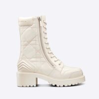 Dior Women D-Leader Ankle Boot White Quilted Cannage Calfskin (1)