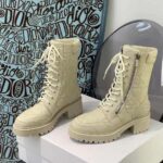 Dior Women D-Leader Ankle Boot White Quilted Cannage Calfskin - Image 4