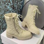 Dior Women D-Leader Ankle Boot White Quilted Cannage Calfskin - Image 3