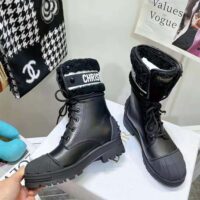 Dior Women D-Major Ankle Boot Black Calfskin and Lambskin Wool