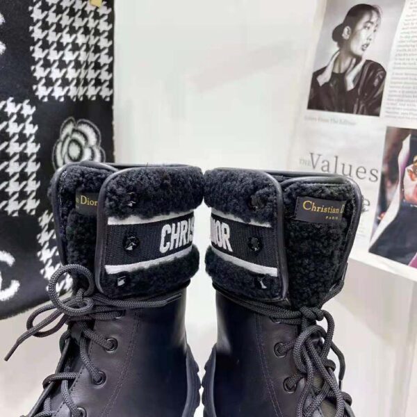 Dior Women D-Major Ankle Boot Black Calfskin and Lambskin Wool (8)