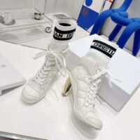 Dior Women D-zenith Heeled Ankle Boot White Calfskin and Deep Blue Technical Knit (1)