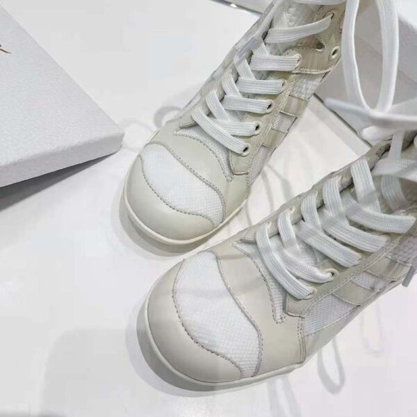 Dior Women D-zenith Heeled Ankle Boot White Calfskin and Deep Blue Technical Knit (8)