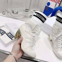Dior Women D-zenith Heeled Ankle Boot White Calfskin and Deep Blue Technical Knit (1)