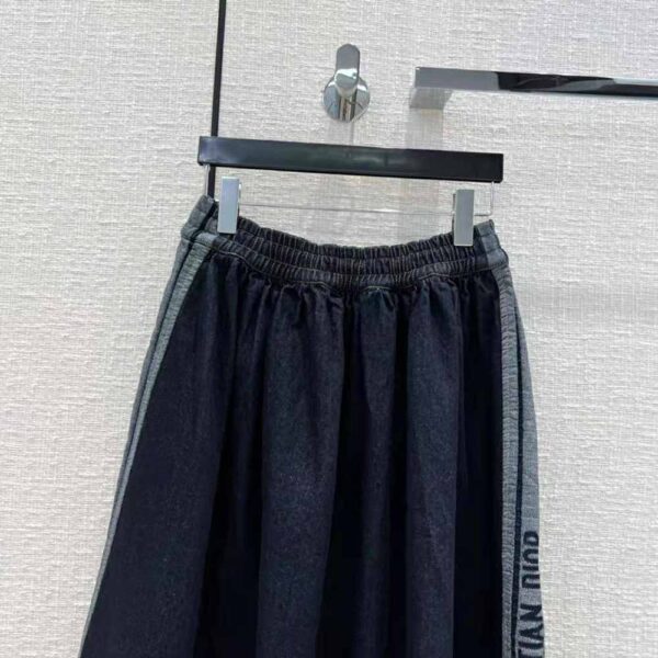 Dior Women Denim Couture Mid-Length Skirt Deep Blue Lightweight Cotton Denim (10)