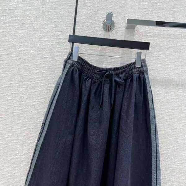 Dior Women Denim Couture Mid-Length Skirt Deep Blue Lightweight Cotton Denim (3)