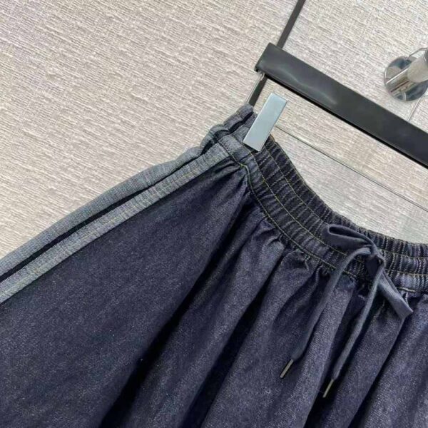 Dior Women Denim Couture Mid-Length Skirt Deep Blue Lightweight Cotton Denim (4)