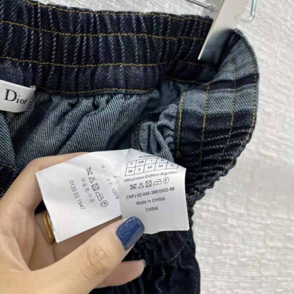 Dior Women Denim Couture Mid-Length Skirt Deep Blue Lightweight Cotton Denim (5)
