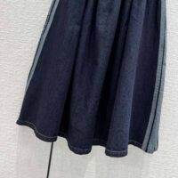 Dior Women Denim Couture Mid-Length Skirt Deep Blue Lightweight Cotton Denim (1)