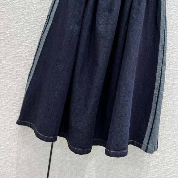 Dior Women Denim Couture Mid-Length Skirt Deep Blue Lightweight Cotton Denim (7)