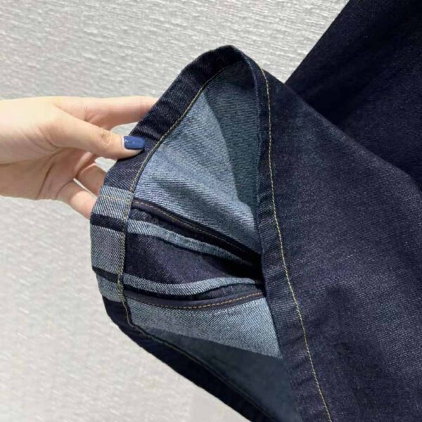 Dior Women Denim Couture Mid-Length Skirt Deep Blue Lightweight Cotton Denim (8)