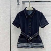 Dior Women Denim Couture Short-Sleeved Belted Jacket (1)