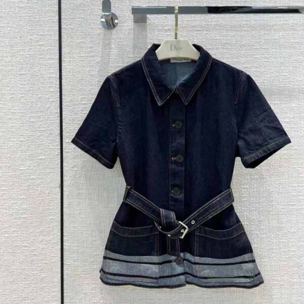 Dior Women Denim Couture Short-Sleeved Belted Jacket (2)