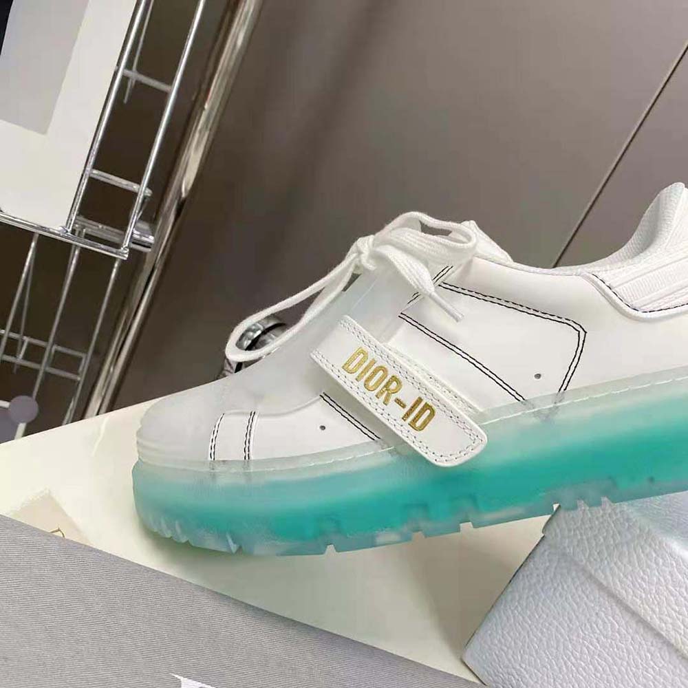 Dior Women Dior-Id Sneaker White Calfskin and Cypress Green Transparent Rubber