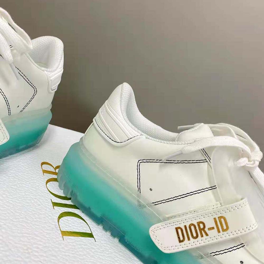 Dior Women Dior-Id Sneaker White Calfskin and Cypress Green Transparent Rubber
