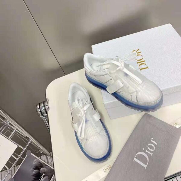 Dior Women Dior-Id Sneaker White Calfskin and Deep Blue Transparent Rubber (3)