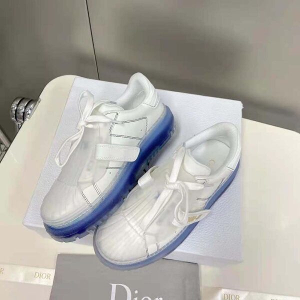Dior Women Dior-Id Sneaker White Calfskin and Deep Blue Transparent Rubber (4)