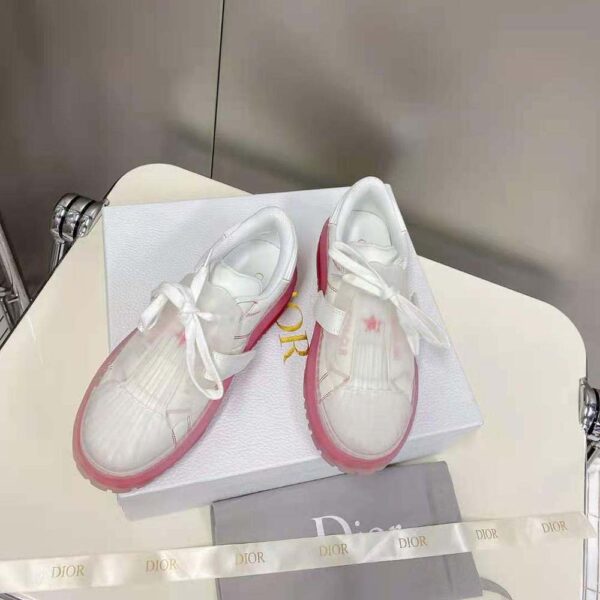Dior Women Dior-Id Sneaker White Calfskin and Transparent Red Rubber (3)