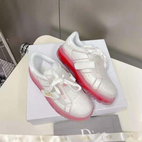Dior Women Dior-Id Sneaker White Calfskin and Transparent Red Rubber (4)