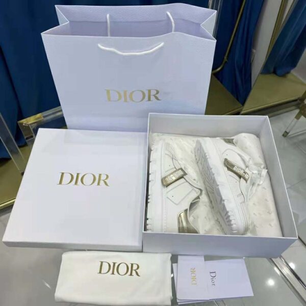 Dior Women Dior-id Sneaker White Calfskin and Gold-Tone Laminate (3)
