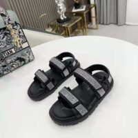 Dior Women Dioract Sandal Black Technical Fabric and White Resin Pearls (1)