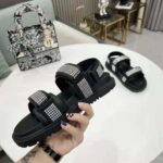 Dior Women Dioract Sandal Black Technical Fabric and White Resin Pearls - Image 9