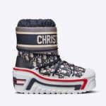 Dior Damen Dioralps Snow Ankle Boot Tiefblaues Dior Oblique Shiny Nylon